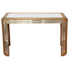 Mirrored and Gilded Wood Console Table