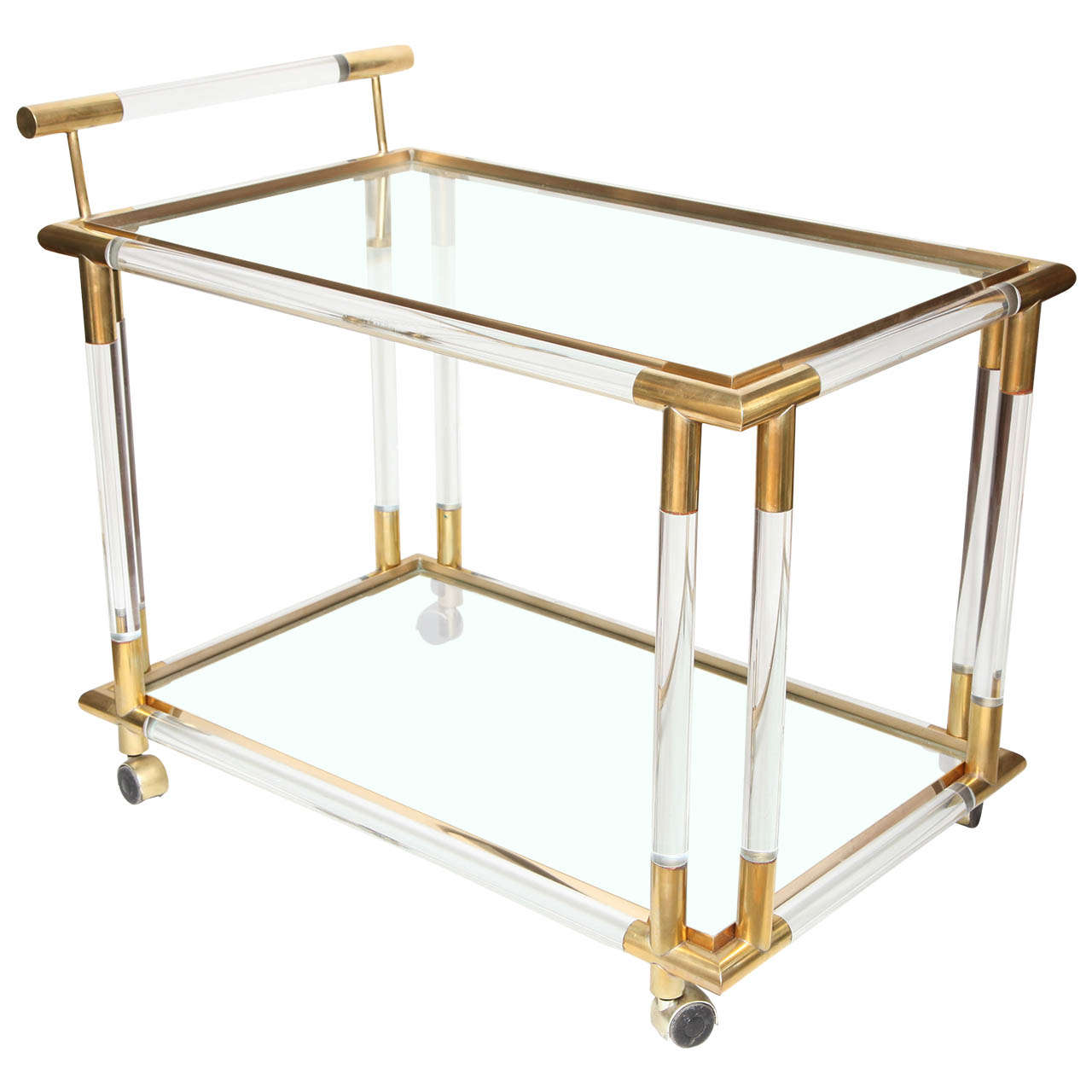 Lucite, Brass and Glass Bar/Tea Cart at 1stDibs lucite tea cart, glass tea cart