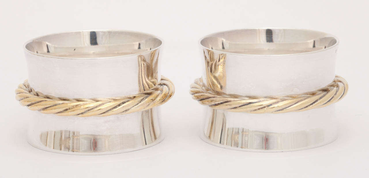 Mid-20th Century Set of 6 Sterling Silver Hermes Napkin Rings