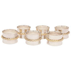 Set of 6 Sterling Silver Hermes Napkin Rings