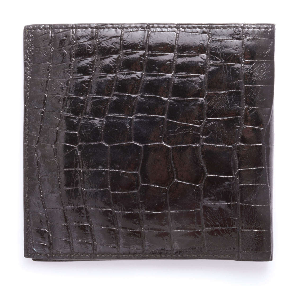 Vintage Hermes Glossy Black Alligator Wallet at 1stdibs
