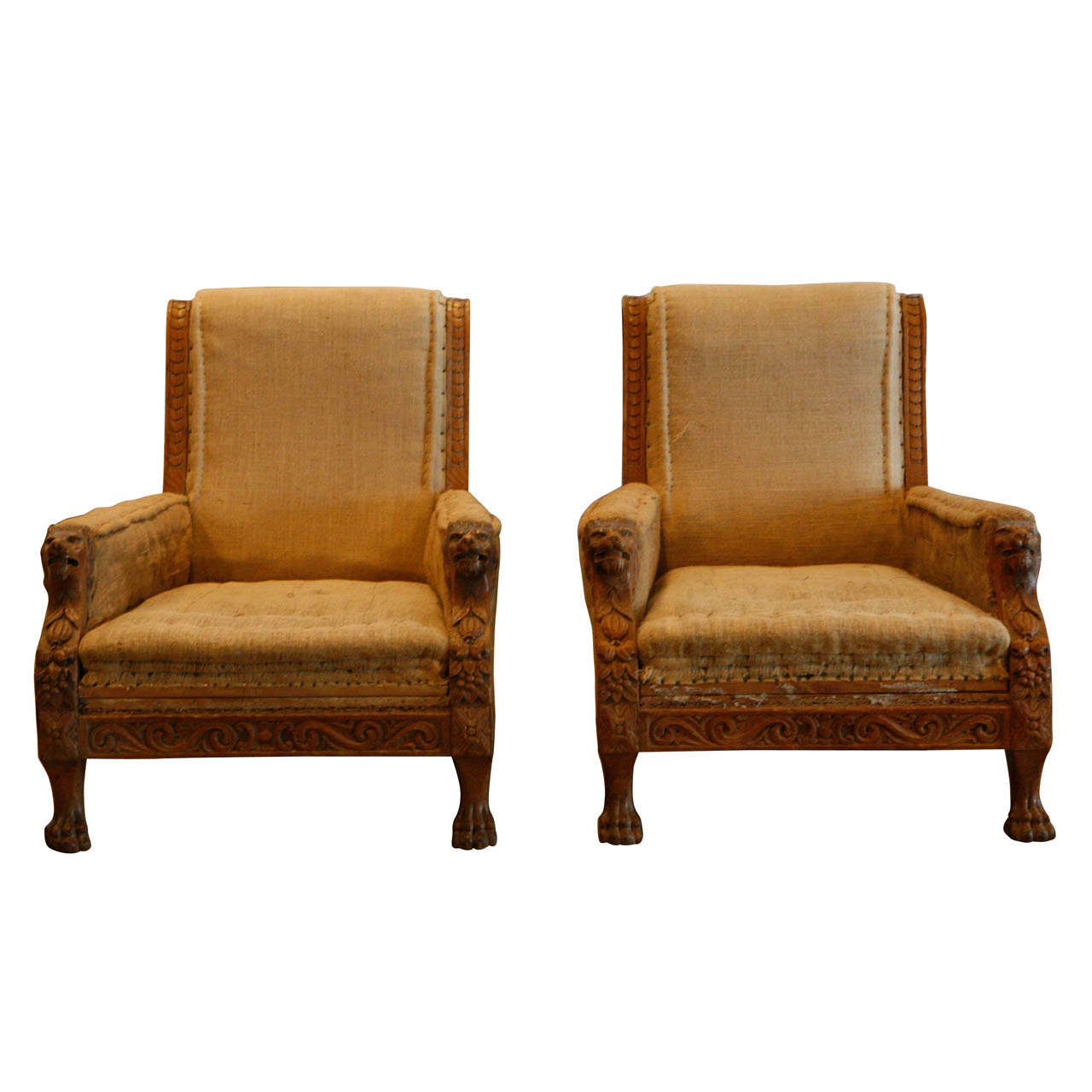 Pair of Exceptional English Library Chairs, Late 19th Century