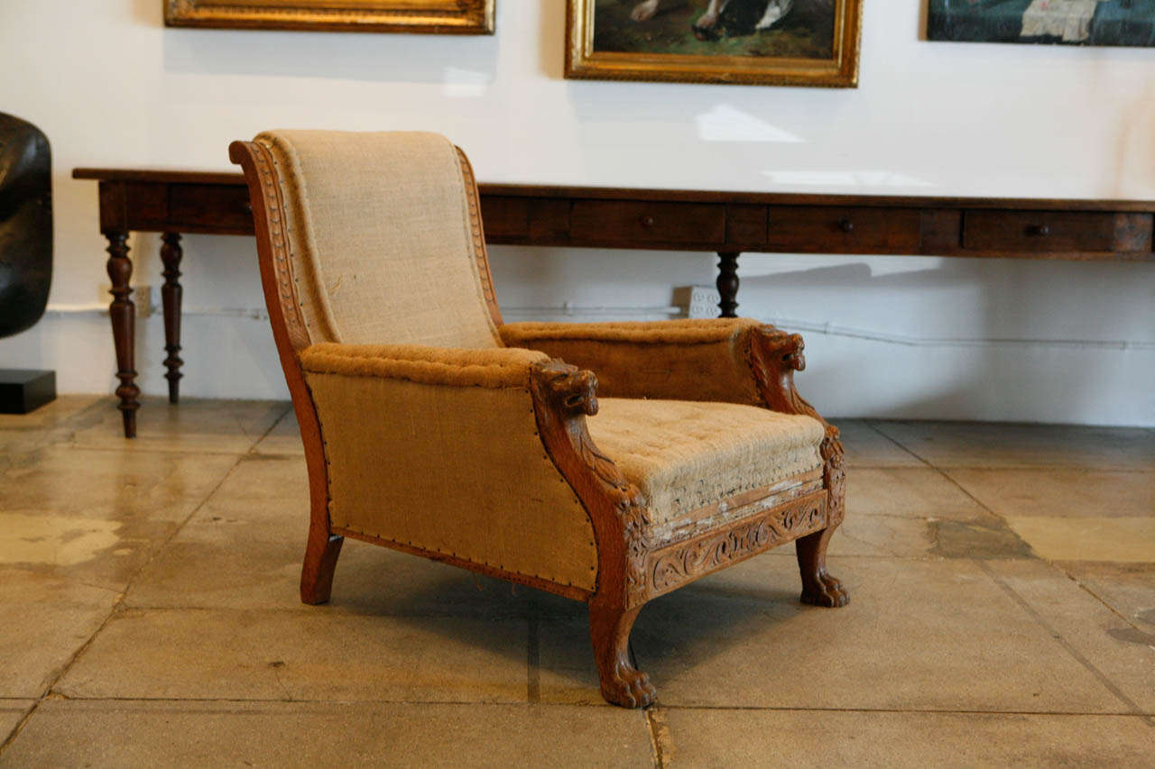 Oak Pair of Exceptional English Library Chairs, Late 19th Century