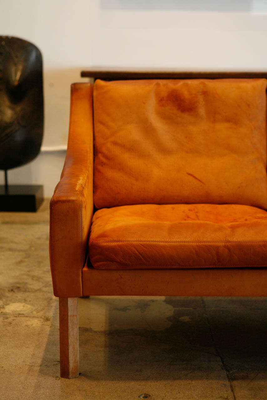 Mid-20th Century Poul Volther Cognac 4-Seat Sofa, Denmark 1955