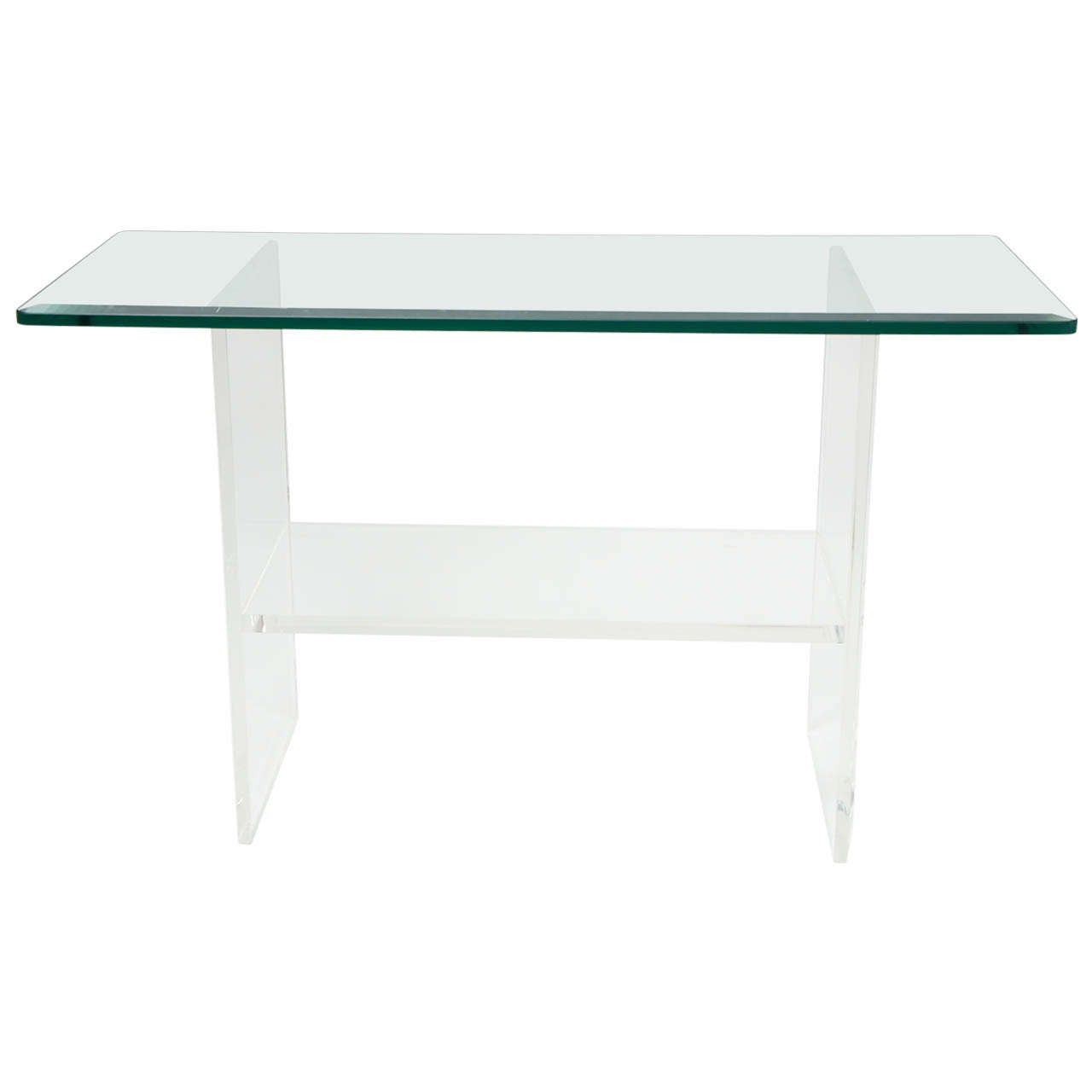 Lucite and Beveled Glass Top Console, 1970's
