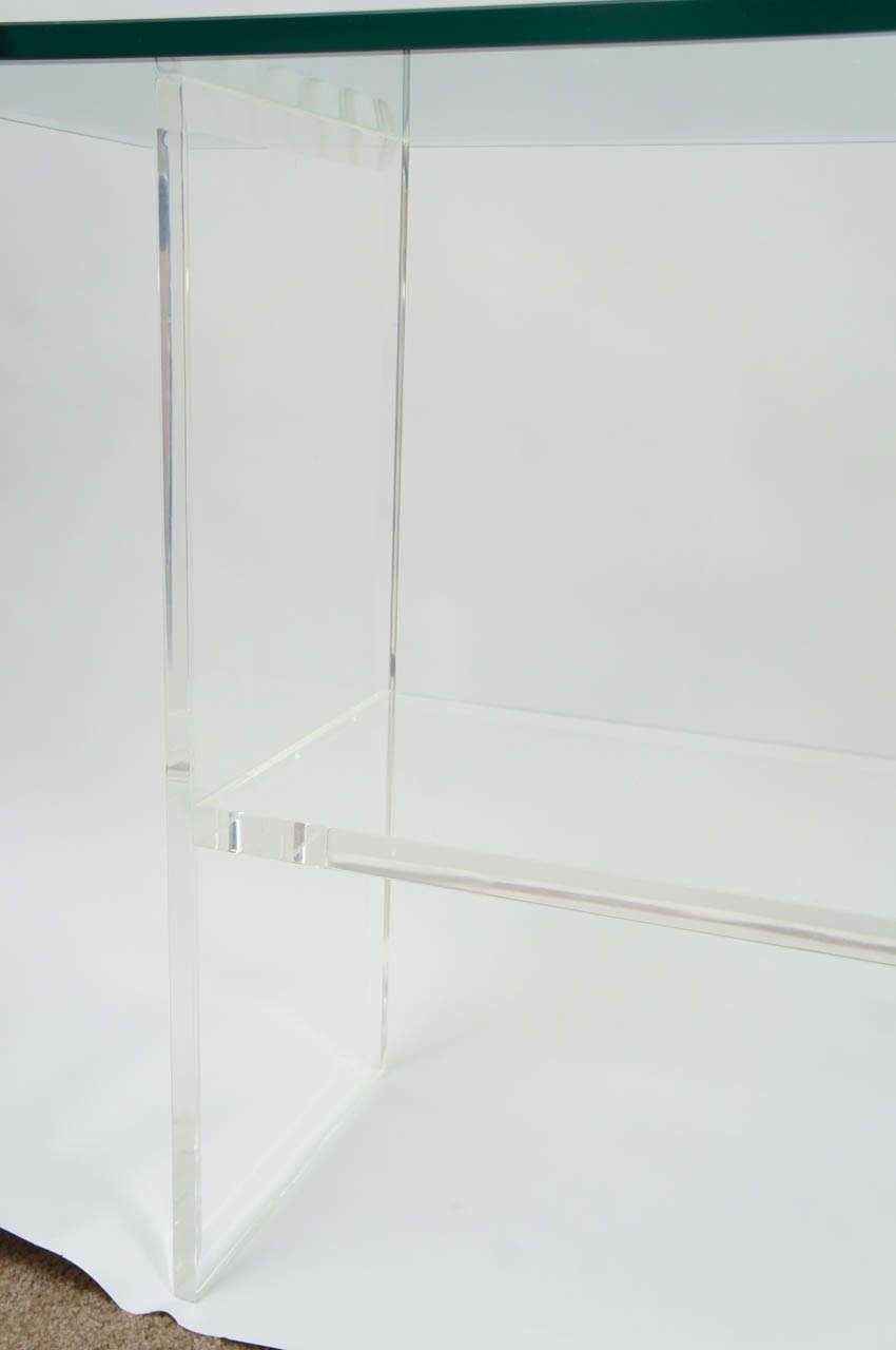 American Lucite and Beveled Glass Top Console, 1970's