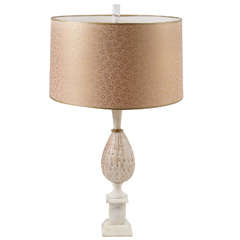 Italian Blown Glass Lamp on Marble Base, Mid 20th Century