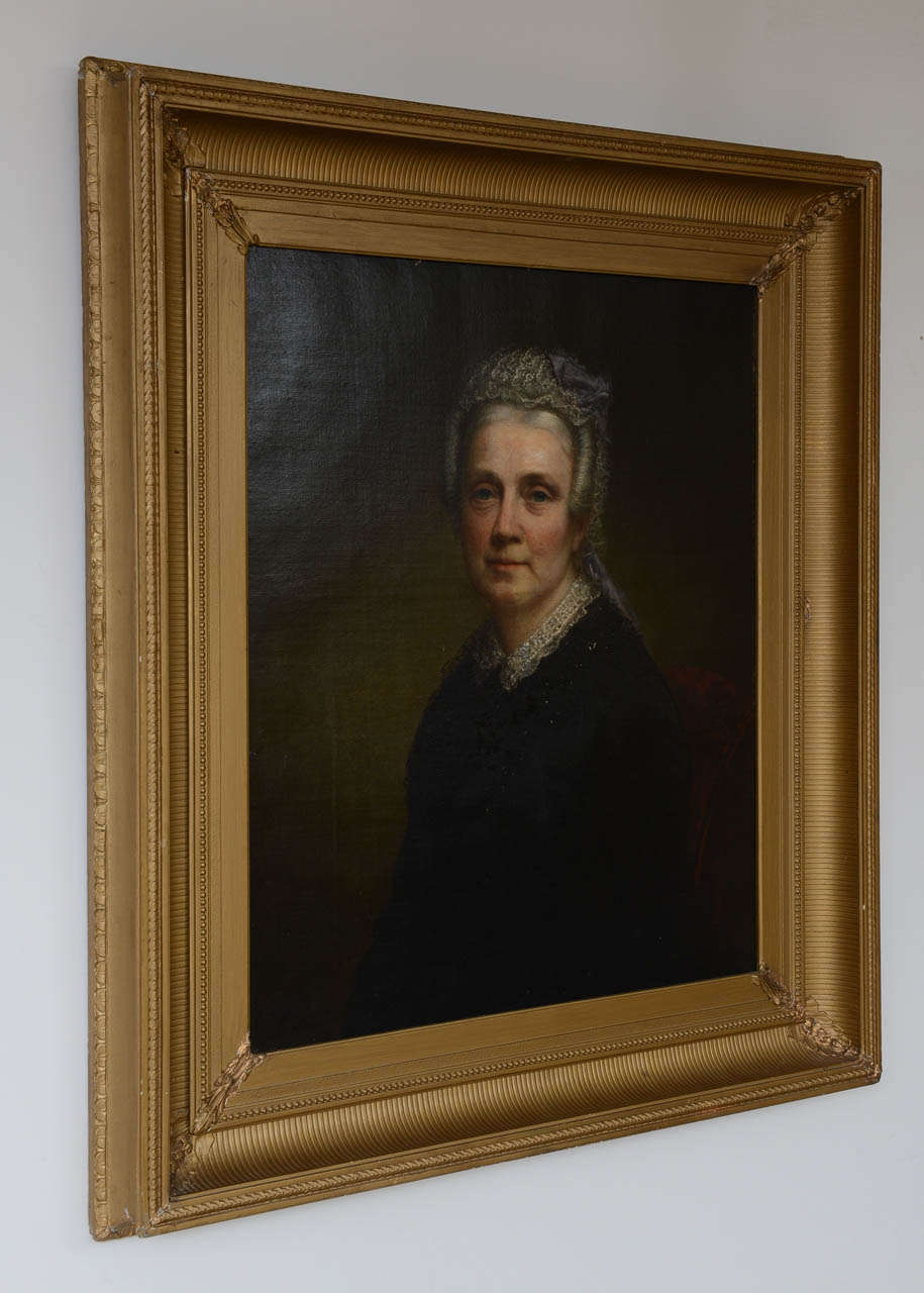 Oil on Canvas, American Portrait of a Lady, 19th Century In Good Condition For Sale In West Palm Beach, FL