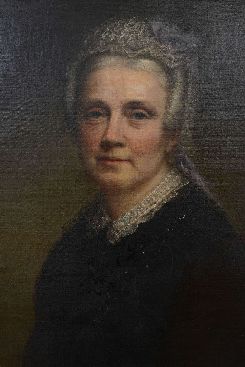 Oil on Canvas, American Portrait of a Lady, 19th Century For Sale 1