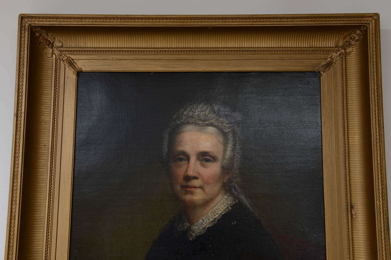 Oil on Canvas, American Portrait of a Lady, 19th Century For Sale 5