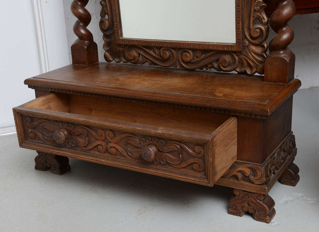 English Cheval, Dressing Mirror with Single Drawer, Hand-Carved, 19th Century For Sale 4