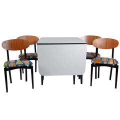 Retro Drop Leaf  Dining Table with Four Matching Chairs