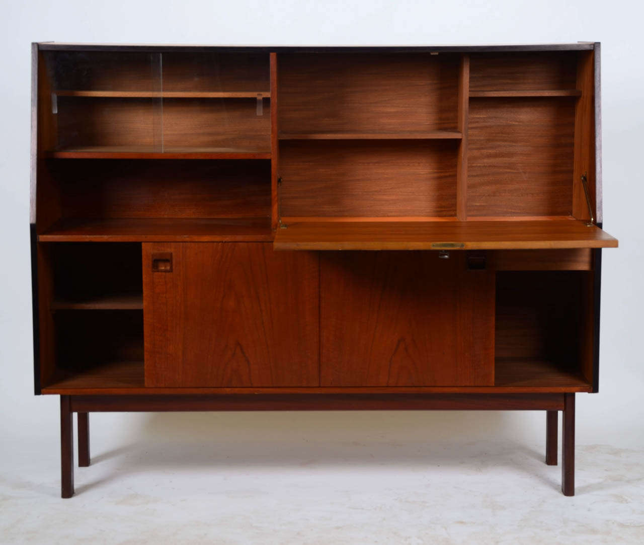 British Teak Sideboard with Colored And Graphic Veneer