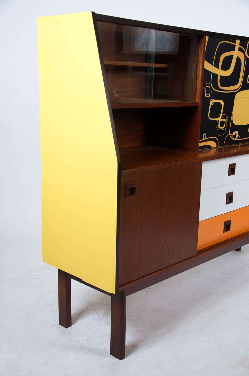 Teak Sideboard with Colored And Graphic Veneer 4
