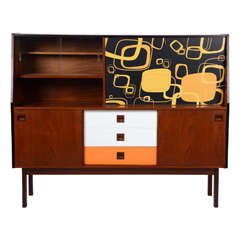 Teak Sideboard with Colored And Graphic Veneer