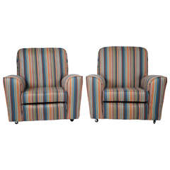 An Original British 1950's Three-Piece Suite Reupholstered in Paul Smith Fabric