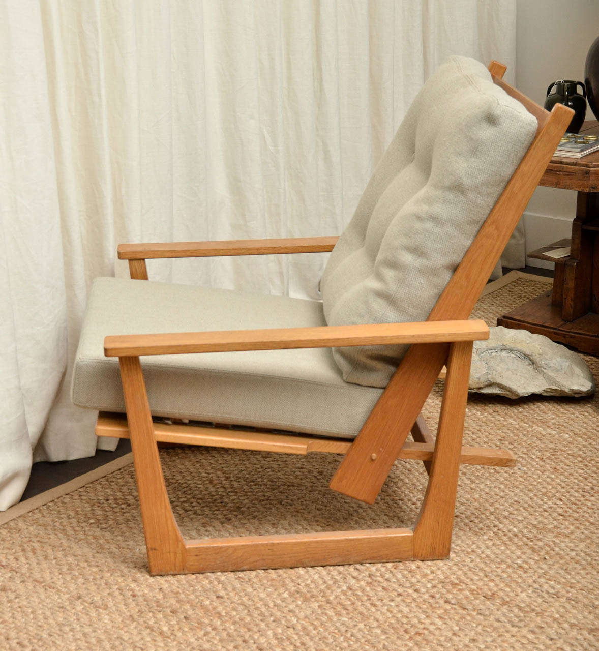 French Reclining Wooden Lounge Chair