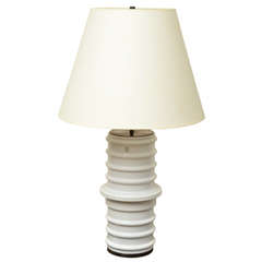 Porcelain Pipe Insulator Coverted into Lamp with Contempory Bronze Base