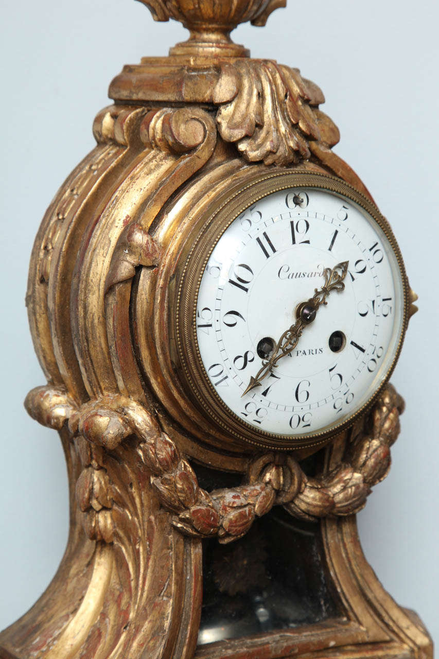 French Louis XVI Style Giltwood Clock by Causard, Paris