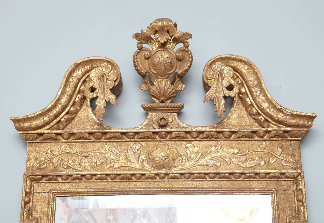 English George II Palladian Gilt Wood Mirror