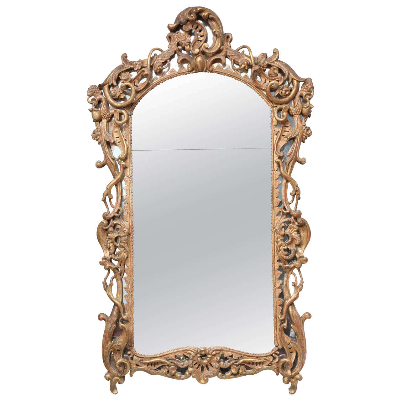 Very Fine Louis XV Period Gilt Wood Mirror For Sale