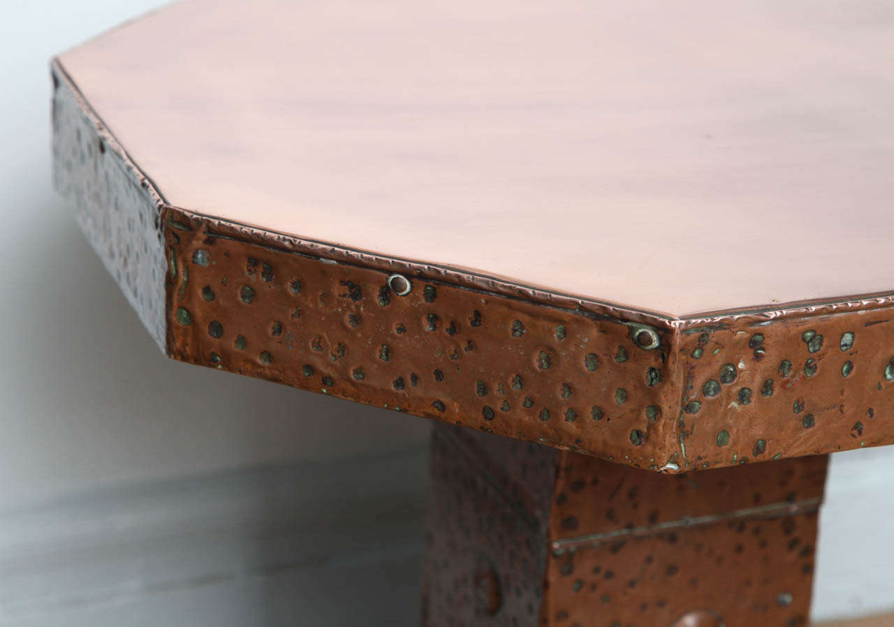 19th Century English Arts and Crafts Hammered Copper Octagonal Table