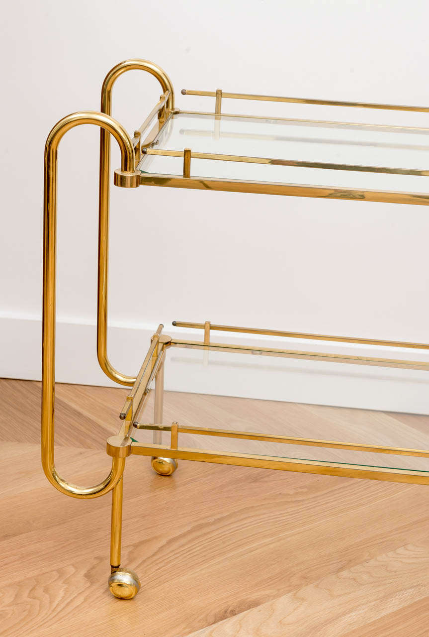 Late 20th Century Beautiful Italian Brass Bar Cart