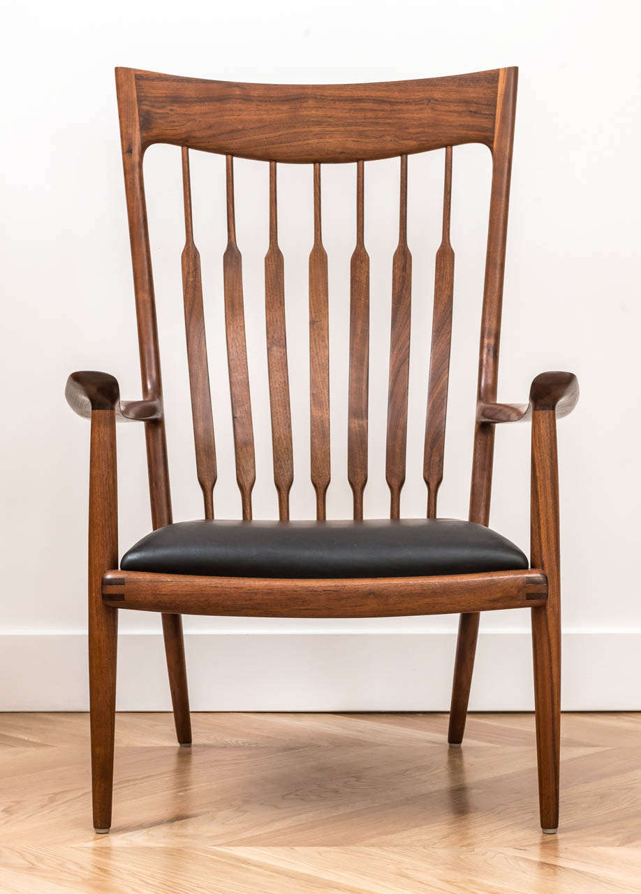 Amazing Sam Maloof Walnut arm chair.
Signed January 1971  No. 16