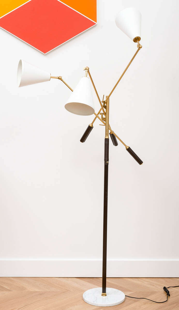 Gino Sarfatti designed Triennale brass floor lamp.