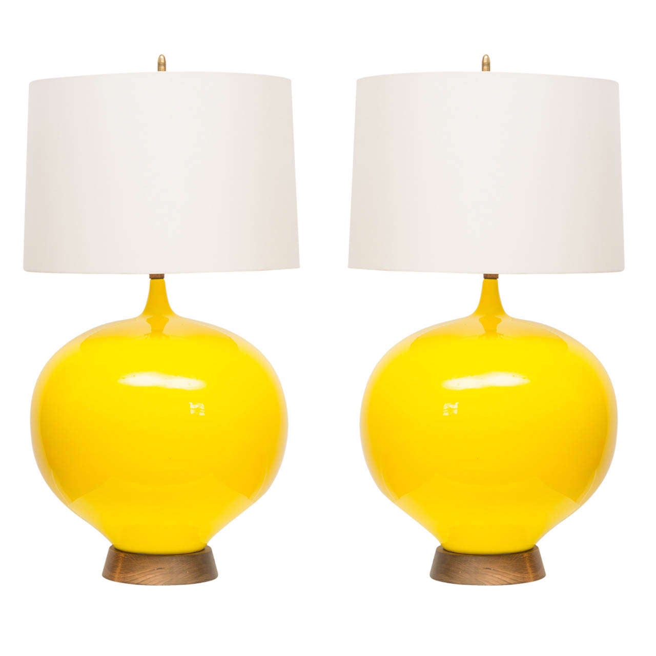 Pair of Yellow Table Lamps at 1stDibs