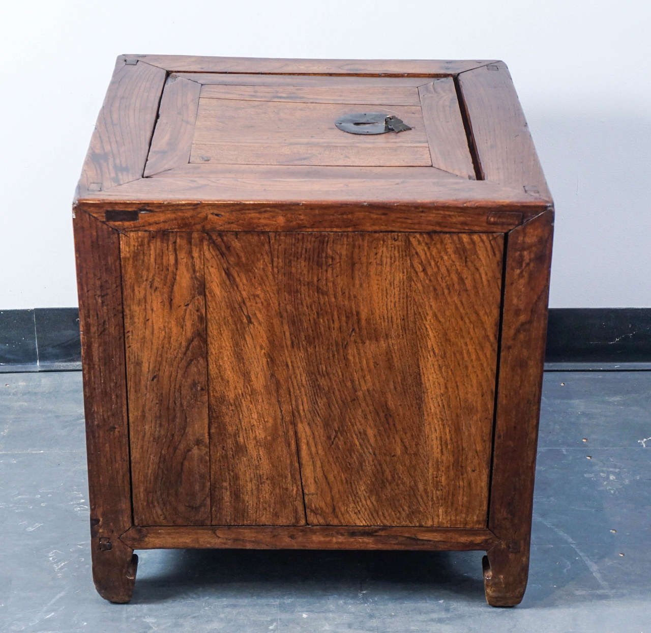 Chinese Export Pair of Elmwood Lidded Storage Boxes or End Tables
