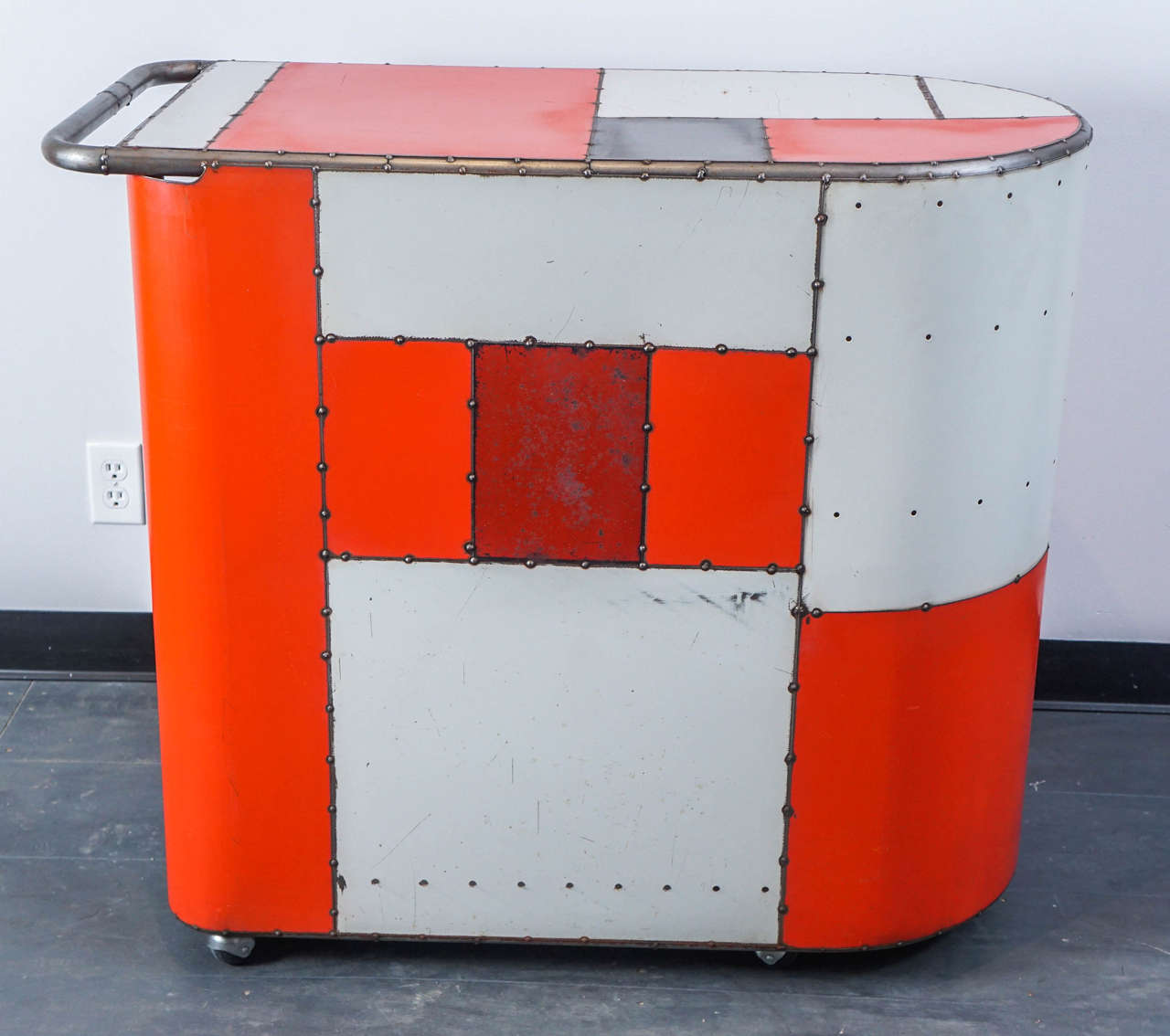 Late 20th Century Brilliant Orange and White Bar Cart