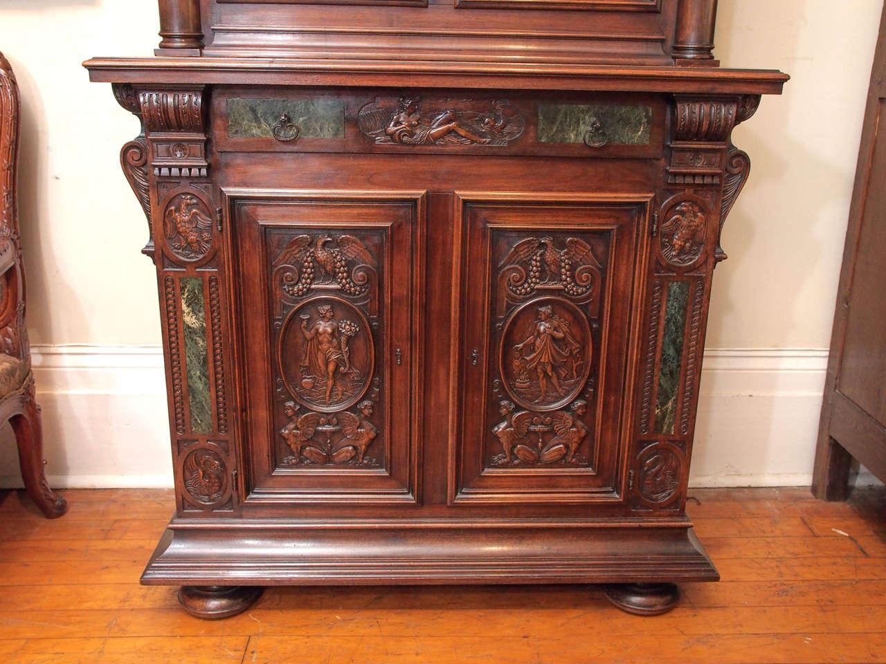 Antique 19th Century Carved Walnut Francois I Cabinet In Excellent Condition In New Orleans, LA