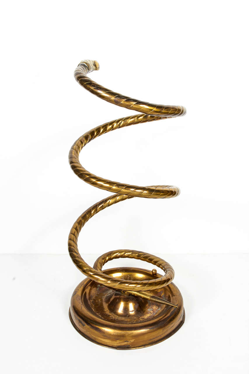 French Rare and Outstanding Brass Serpentine Umbrella Stand