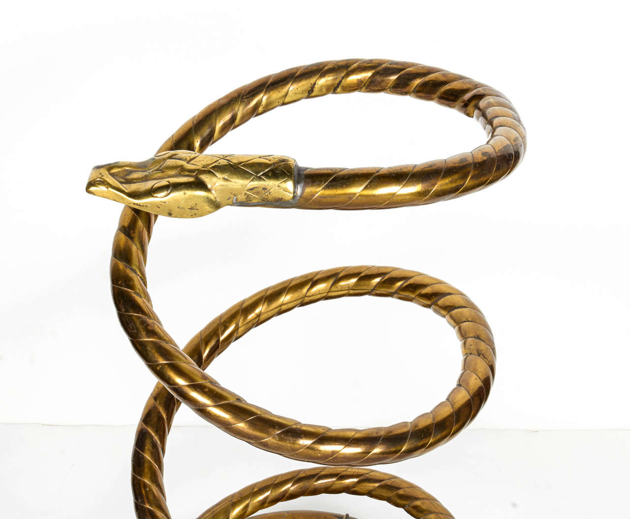 Rare and Outstanding Brass Serpentine Umbrella Stand In Good Condition In Fort Lauderdale, FL
