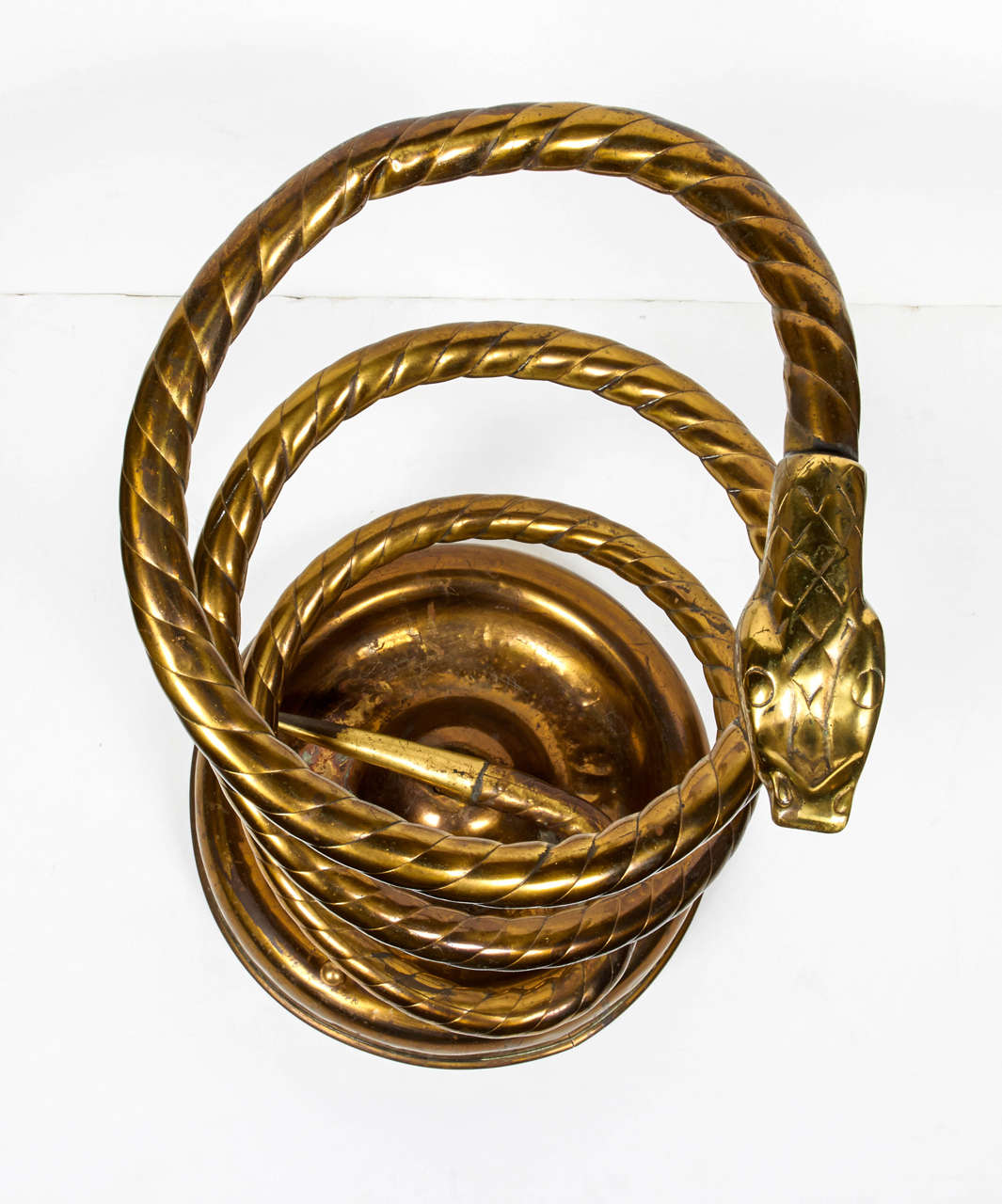 20th Century Rare and Outstanding Brass Serpentine Umbrella Stand
