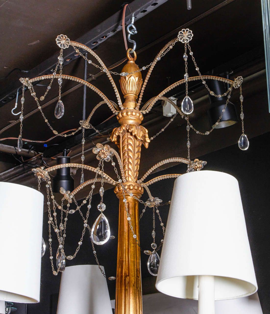 American Outstanding Hollywood Regency Large-Scale Chandelier with Cut Crystal Pendants