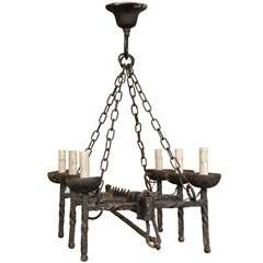 French Wrought Iron Six-Light Chandelier