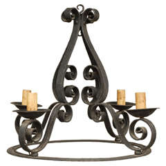 A French Forged Iron Chandelier