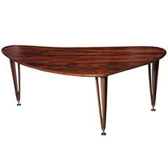 Organic Danish Modern Rosewood Coffee Table with Tripod Legs Retro Organic Danish Modern Rosewood Coffee Table with Tripod Legs