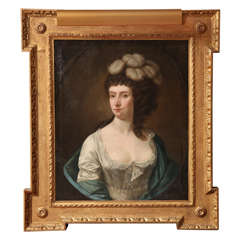 Oil Portrait of an English Lady with Feathers