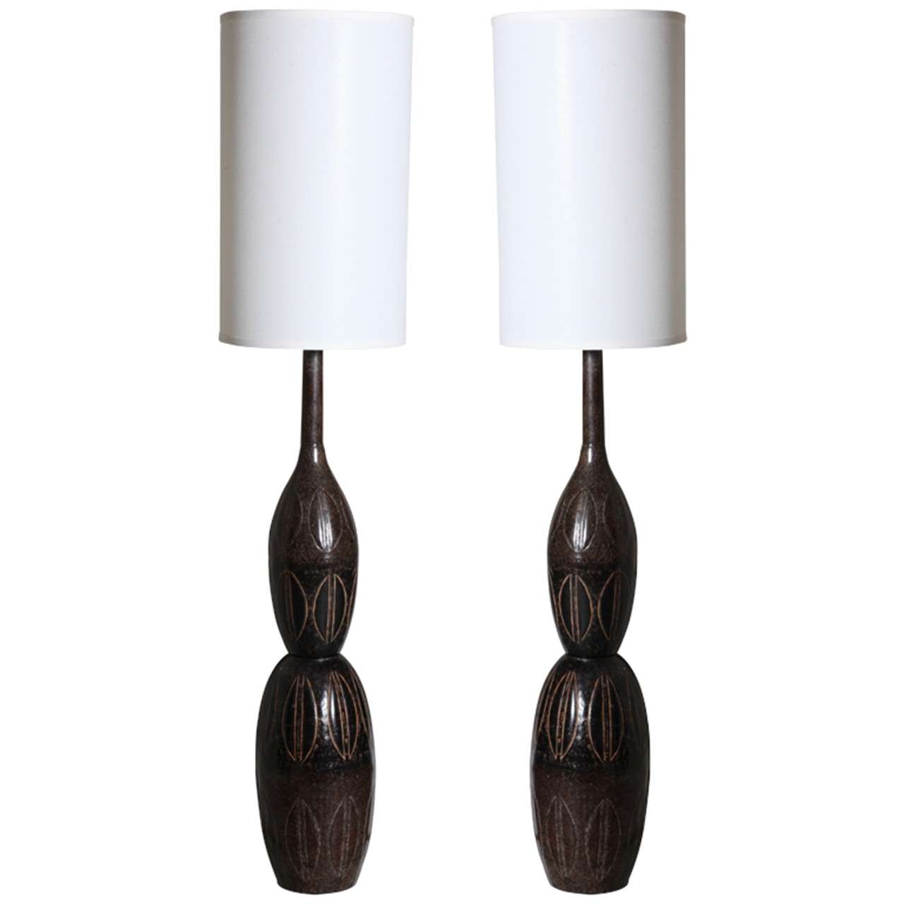 Pair of Moroccan Bronze Finish Table Lamps