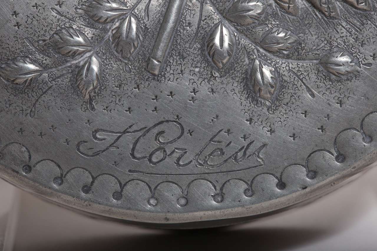 French Art Deco Circular Dinanderie Pewter Box by Cortesi 2