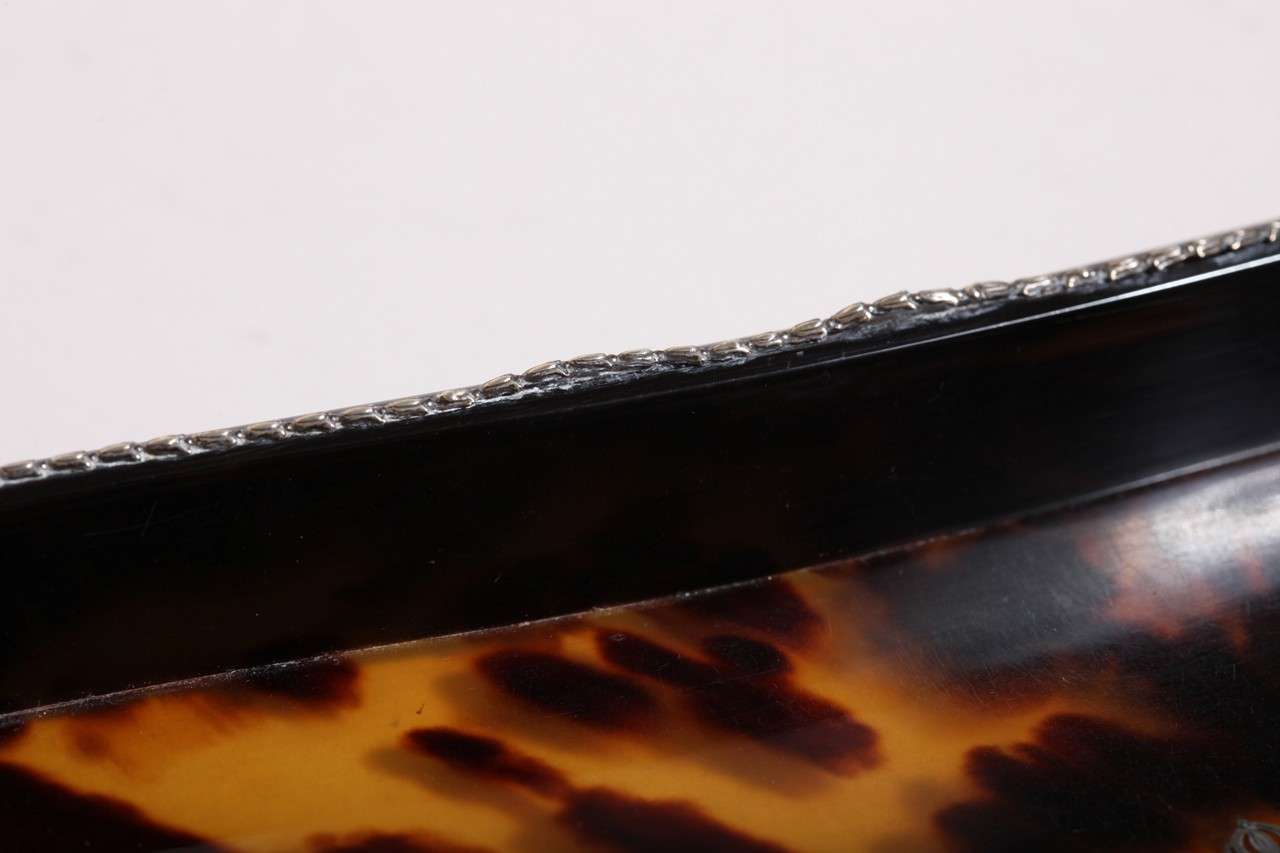 20th Century William Comyns English Art Deco Faux Tortoiseshell and Silver Tray For Sale