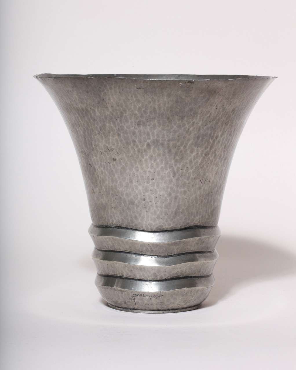 René Delavan Art Deco Dinanderie Pewter Vase