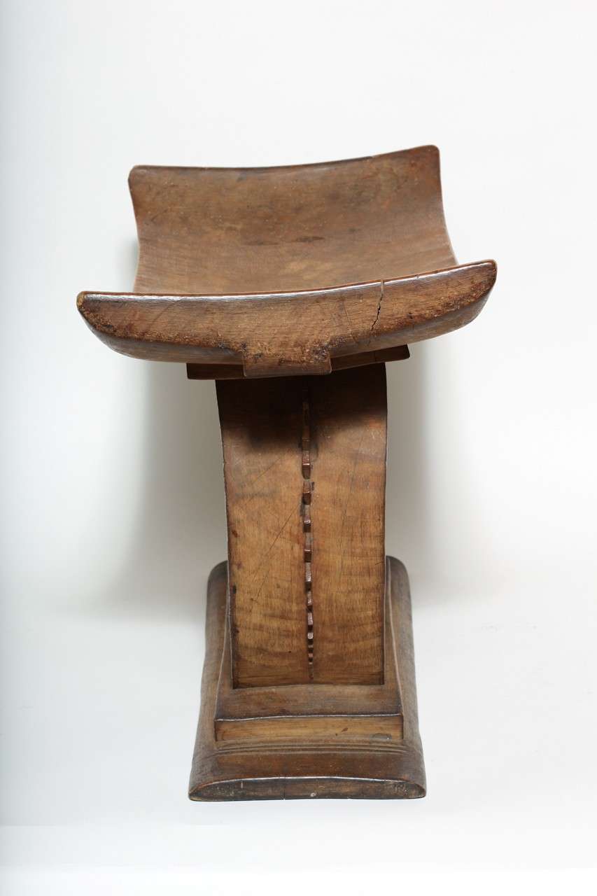 Ghanaian Early 20th Century Carved Wood Stool by Akan Ashanti