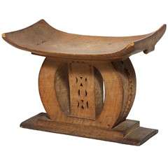 Early 20th Century Carved Wood Stool by Akan Ashanti