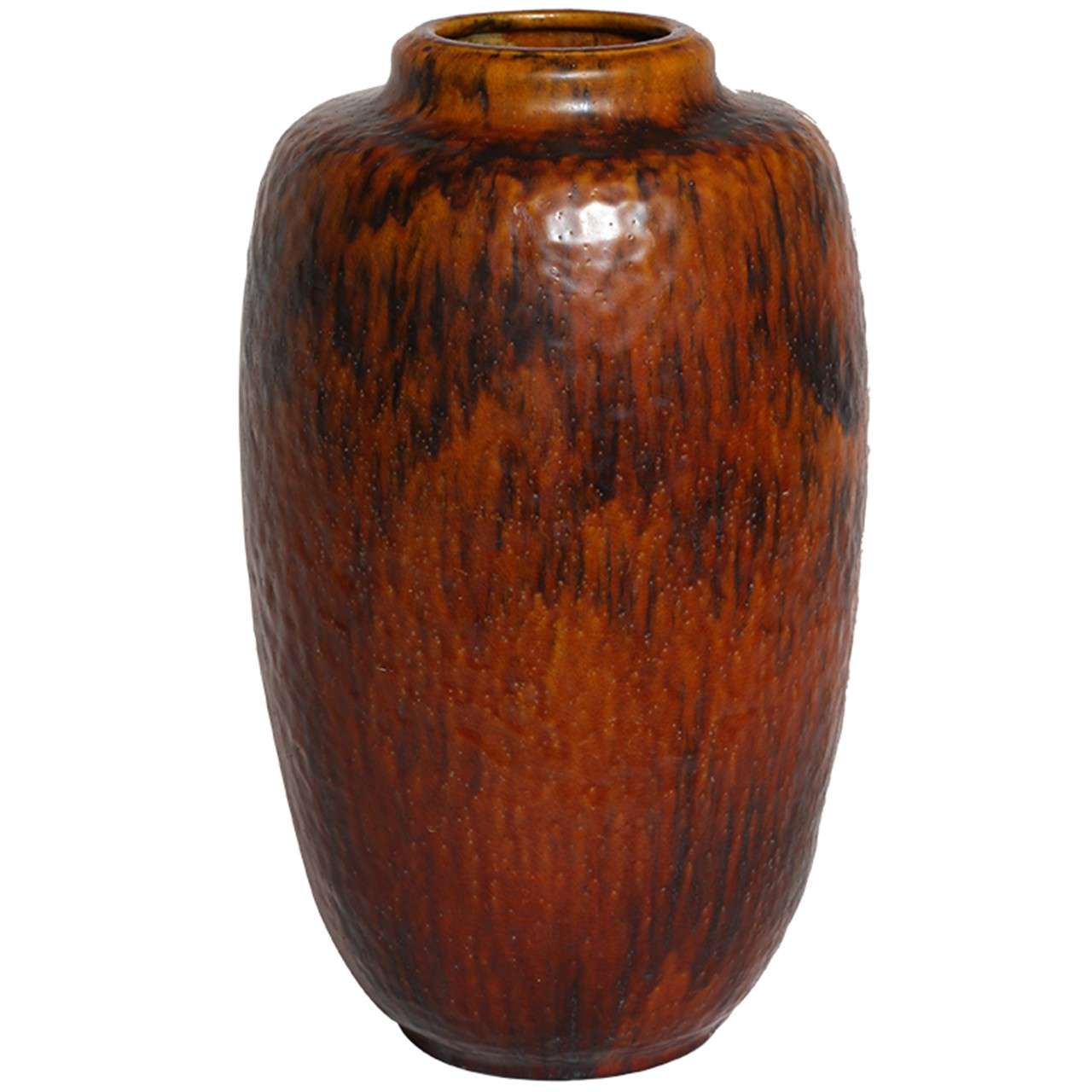 Emile Decoeur Monumental French Art Deco Stoneware Vase For Sale