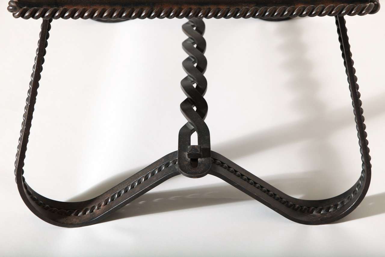 French Art Deco Wrought-Iron and Slate Coffee Table In Excellent Condition For Sale In New York, NY