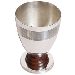 Art Deco Silver-plated & Palissander Vase by Christofle